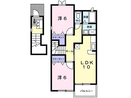 ミニヨンK(2LDK/2階)の間取り写真