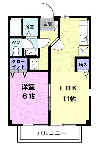 ガーデンパークB(1LDK/2階)の間取り写真