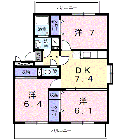 ランデックス(3DK/1階)の間取り写真