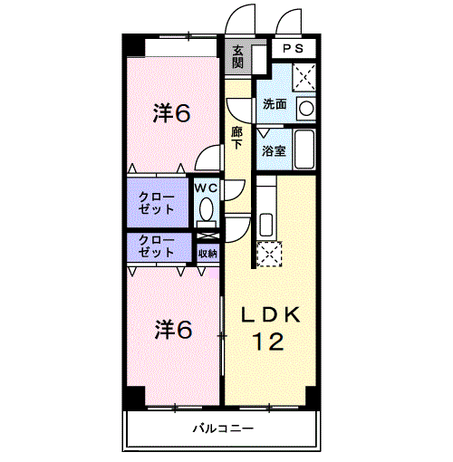 リバーサイドさくらⅠ(2LDK/1階)の間取り写真