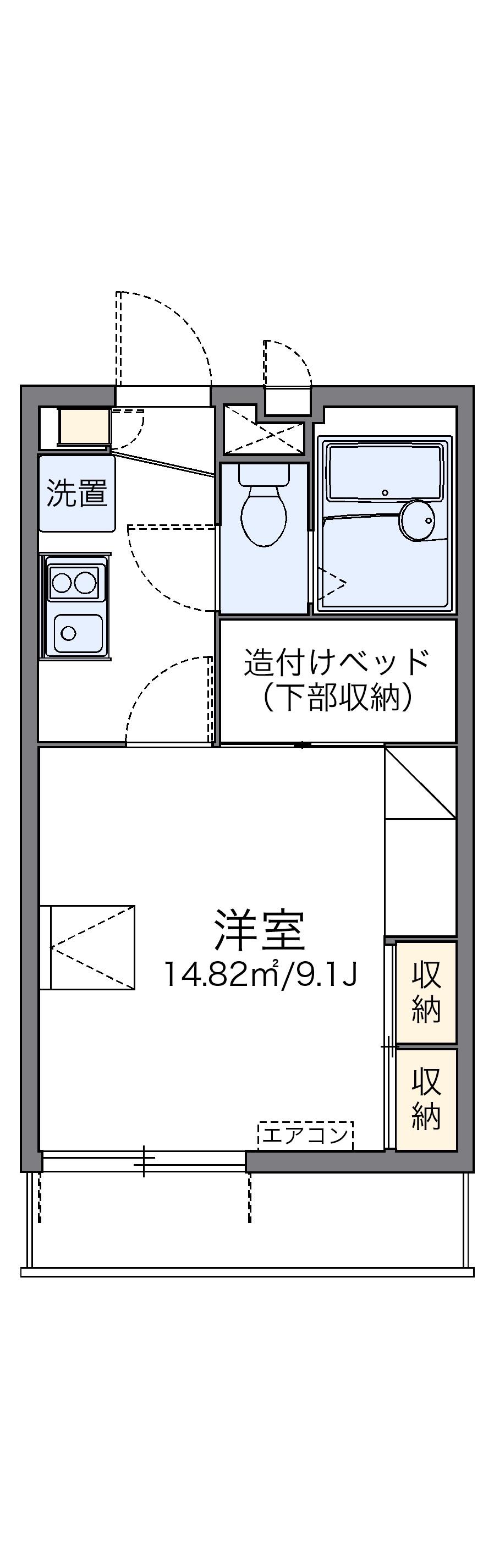 レオパレスシャトレーンⅡ(1K/1階)の間取り写真