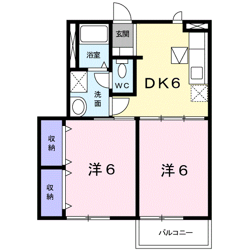 ピーチランドA(2DK/1階)の間取り写真