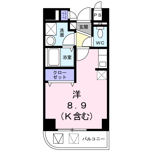 ラシーヌ(ワンルーム/2階)の間取り写真