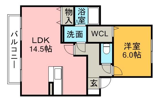 カーサ・リベルテ A(1LDK/2階)の間取り写真