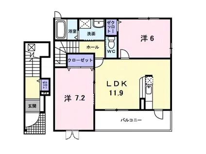 コーポラス桜(2LDK/2階)の間取り写真