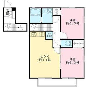 ジュヴィエ弐番館(2DK/2階)の間取り写真