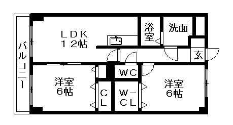 リバーサイドさくらⅡ(2LDK/3階)の間取り写真