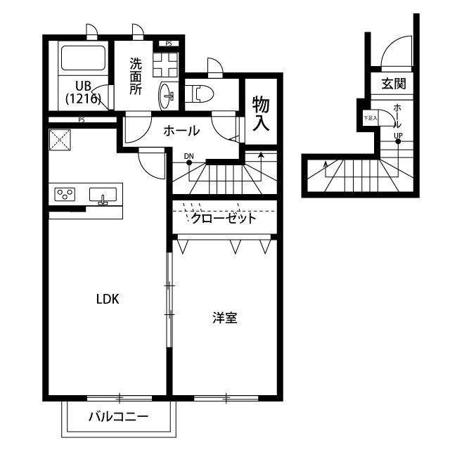アスピリアSANTEⅢ(1LDK/2階)の間取り写真