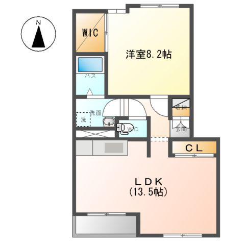 レインボーハイム(1LDK/2階)の間取り写真