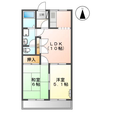サンローズ東浦(2LDK/2階)の間取り写真