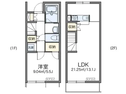 レオネクスト橋爪中サニー(1LDK/1階)の間取り写真