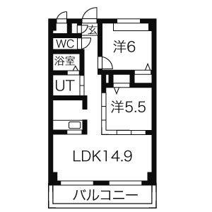 ソシア大口(2LDK/2階)の間取り写真