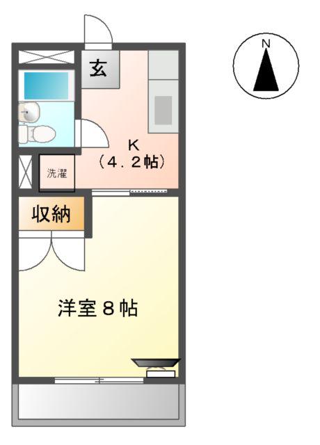アポリネールハイム(1K/2階)の間取り写真