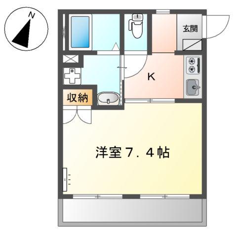 ルミエール シャトー(1K/2階)の間取り写真