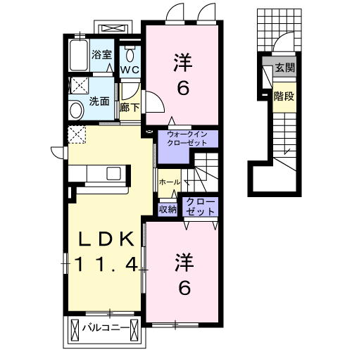 アルドールセレノⅡ(2LDK/2階)の間取り写真
