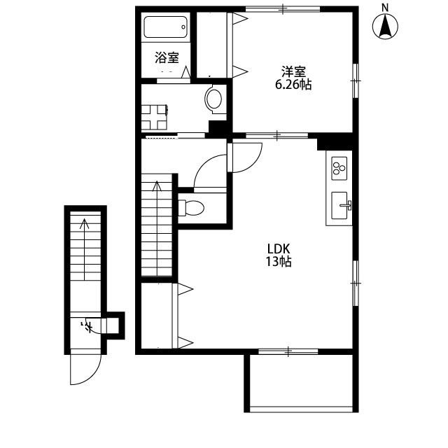 アンプルールリーブルサクラージュ(1LDK/2階)の間取り写真