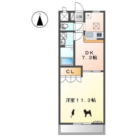 ラマージュ(1DK/1階)の間取り写真