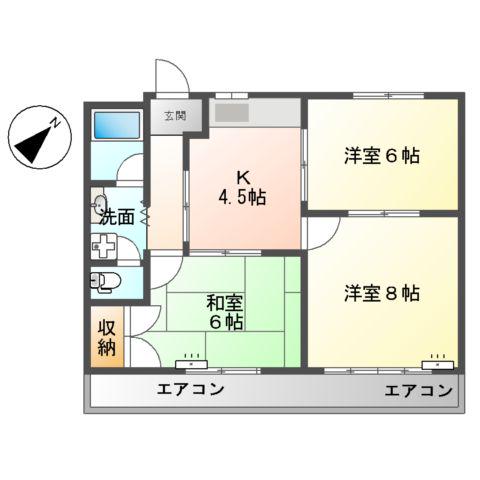 サンパレス尾崎(3K/2階)の間取り写真
