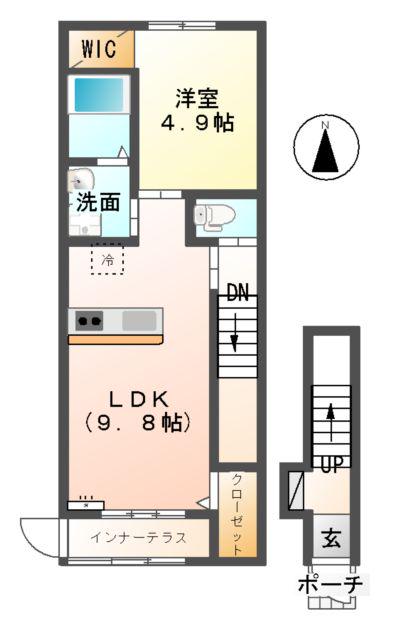 ロイヤルオリオン(1LDK/2階)の間取り写真