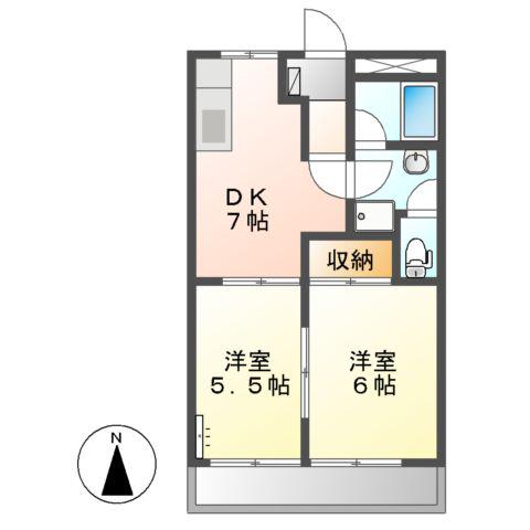 オクトハイム(2DK/2階)の間取り写真