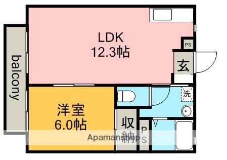 ぷちたうん藤島(1LDK/1階)の間取り写真