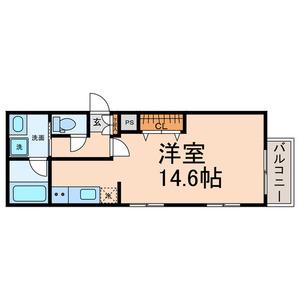 ファシネーションⅢ(ワンルーム/2階)の間取り写真