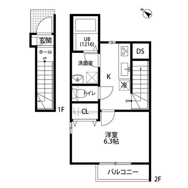 リーブル マレ(1K/2階)の間取り写真