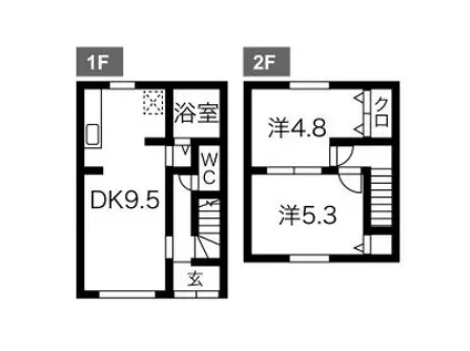 名鉄犬山線 西春駅 徒歩24分 2階建 築52年(2LDK)の間取り写真
