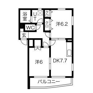 TRINITY(2DK/3階)の間取り写真