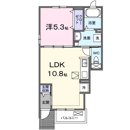 サンリットヴィラⅡ(1LDK/1階)の間取り写真