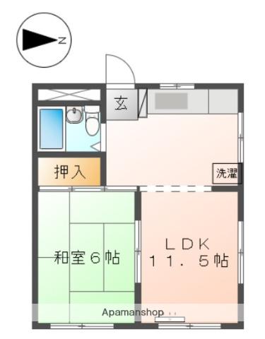 エクセル上飯田(1LDK/2階)の間取り写真