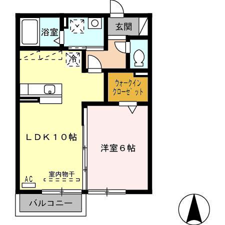 ソレアード A棟(1LDK/2階)の間取り写真