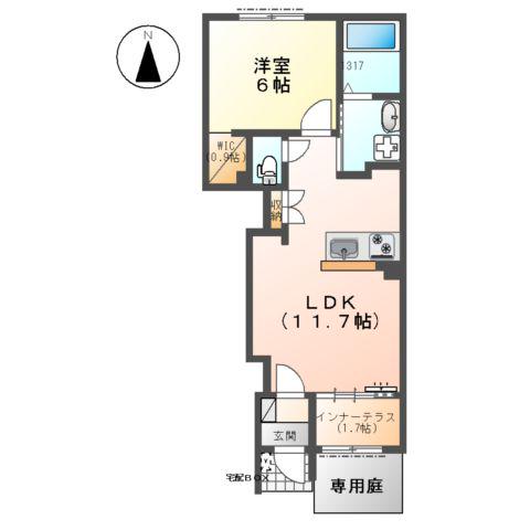カーサ・クレール(1LDK/1階)の間取り写真