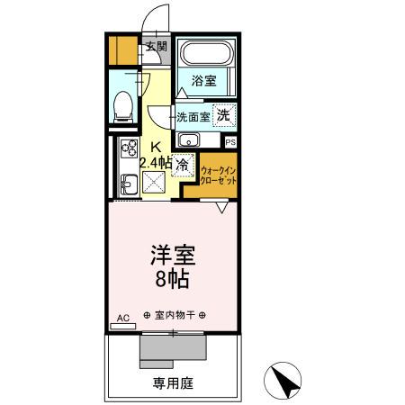 コトーリベルテ(1K/1階)の間取り写真