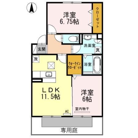リバーベル(2LDK/1階)の間取り写真