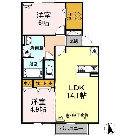 グレースタウン江南 H(2LDK/2階)の間取り写真