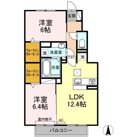 コゥジィーコート(2LDK/1階)の間取り写真