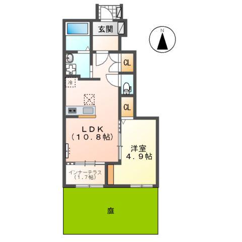 N-STAGE西春(1LDK/1階)の間取り写真