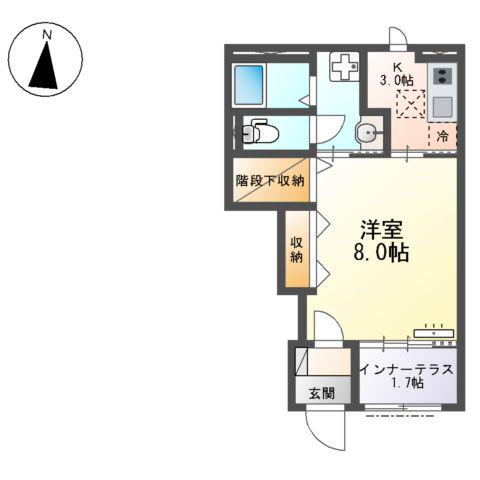 大口町 (1K/1階)の間取り写真