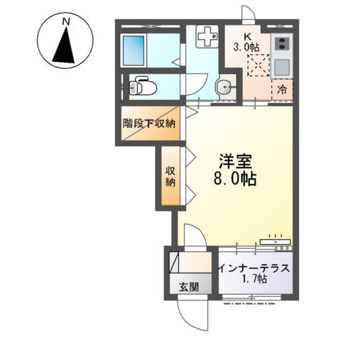 大口町 (1K/1階)の間取り写真