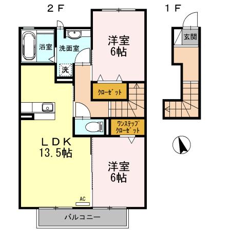 ウィステリア(2LDK/2階)の間取り写真
