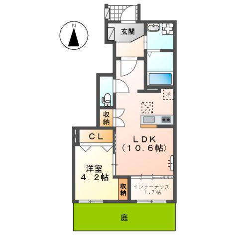 豊山町青山六和アパート(1LDK/1階)の間取り写真