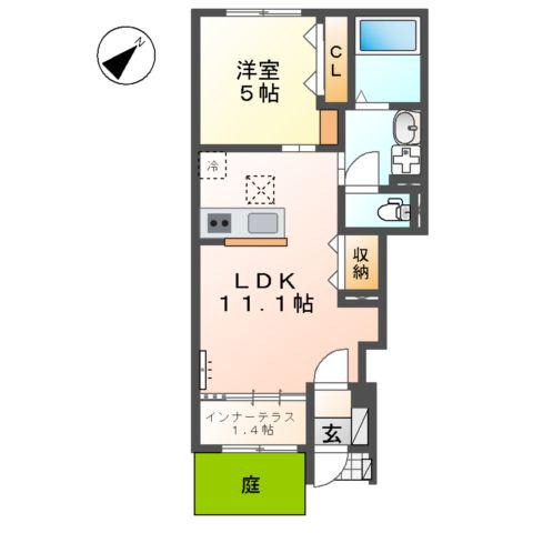 ノイアー・ルウムⅠ(1LDK/1階)の間取り写真