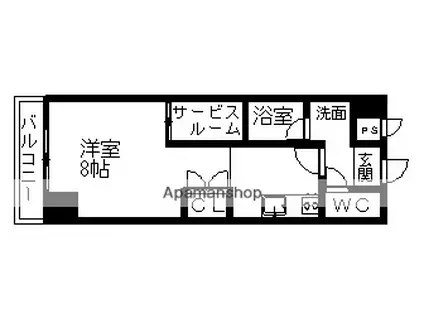 名鉄小牧線 小牧駅 徒歩5分 12階建 築23年(1K/6階)の間取り写真