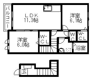 プリマヴェーラⅠ(2LDK/2階)の間取り写真