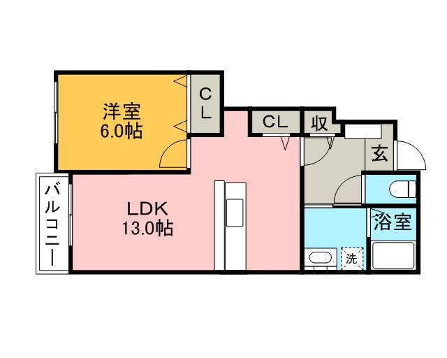 桜梅桃李Ⅲ(1LDK/1階)の間取り写真