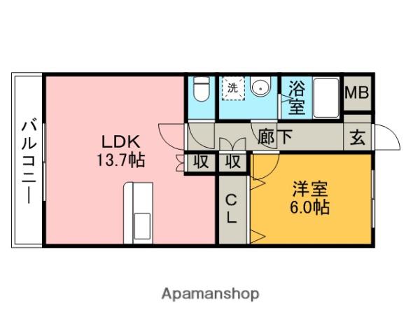 メゾン ド オーブⅡ(1LDK/1階)の間取り写真