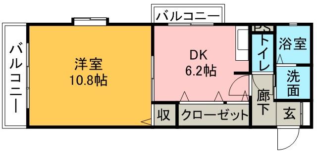パティオフィオーレ(1DK/3階)の間取り写真