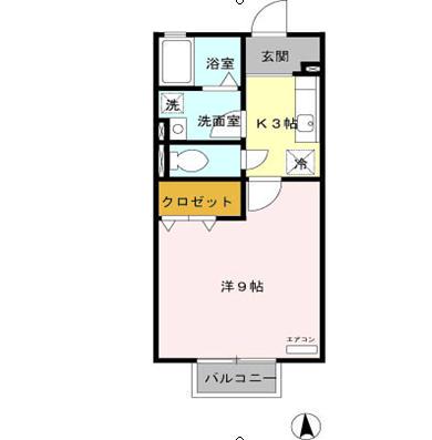 シャルルー日進(1K/2階)の間取り写真