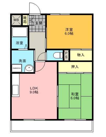 メゾンけやき(2LDK/2階)の間取り写真